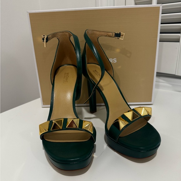Michael Kors Margot Platform Heels Jewel Green Size 6.5 - Picture 3 of 7